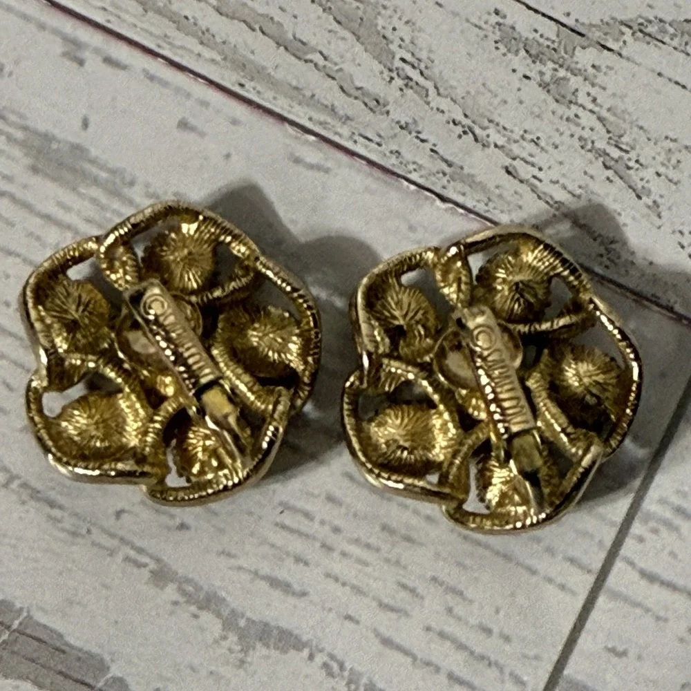 VTG SARAH COVENTRY Moon Lite Iridescent Rhinestone Brooch & Earrings Set UV Glow